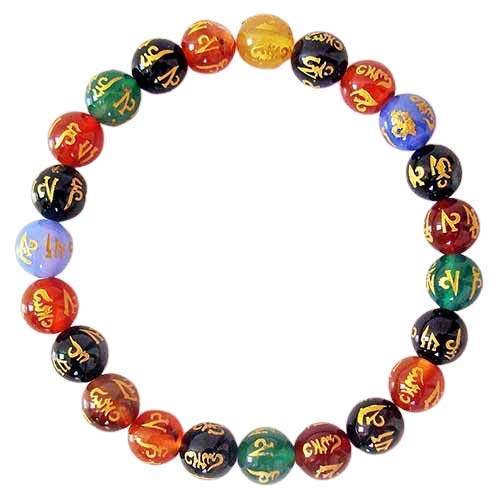 Om Mani Padme Hum 7 Chakra Crystal Bracelet