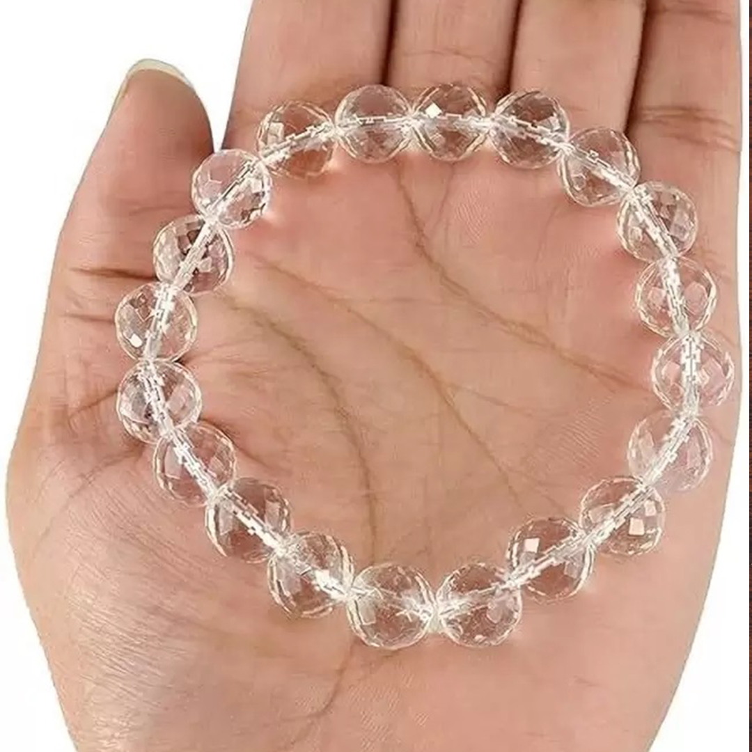 Diamond Cut Clear Crystal Quartz Bracelet