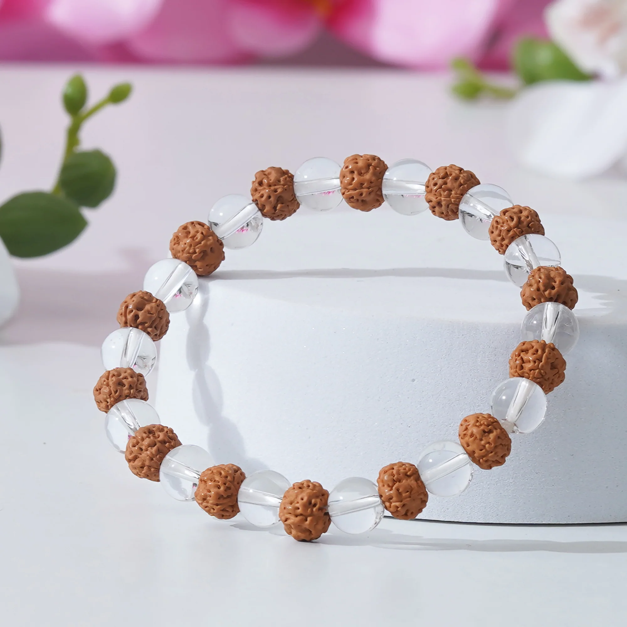 Rudraksha and Crystal Bracelet