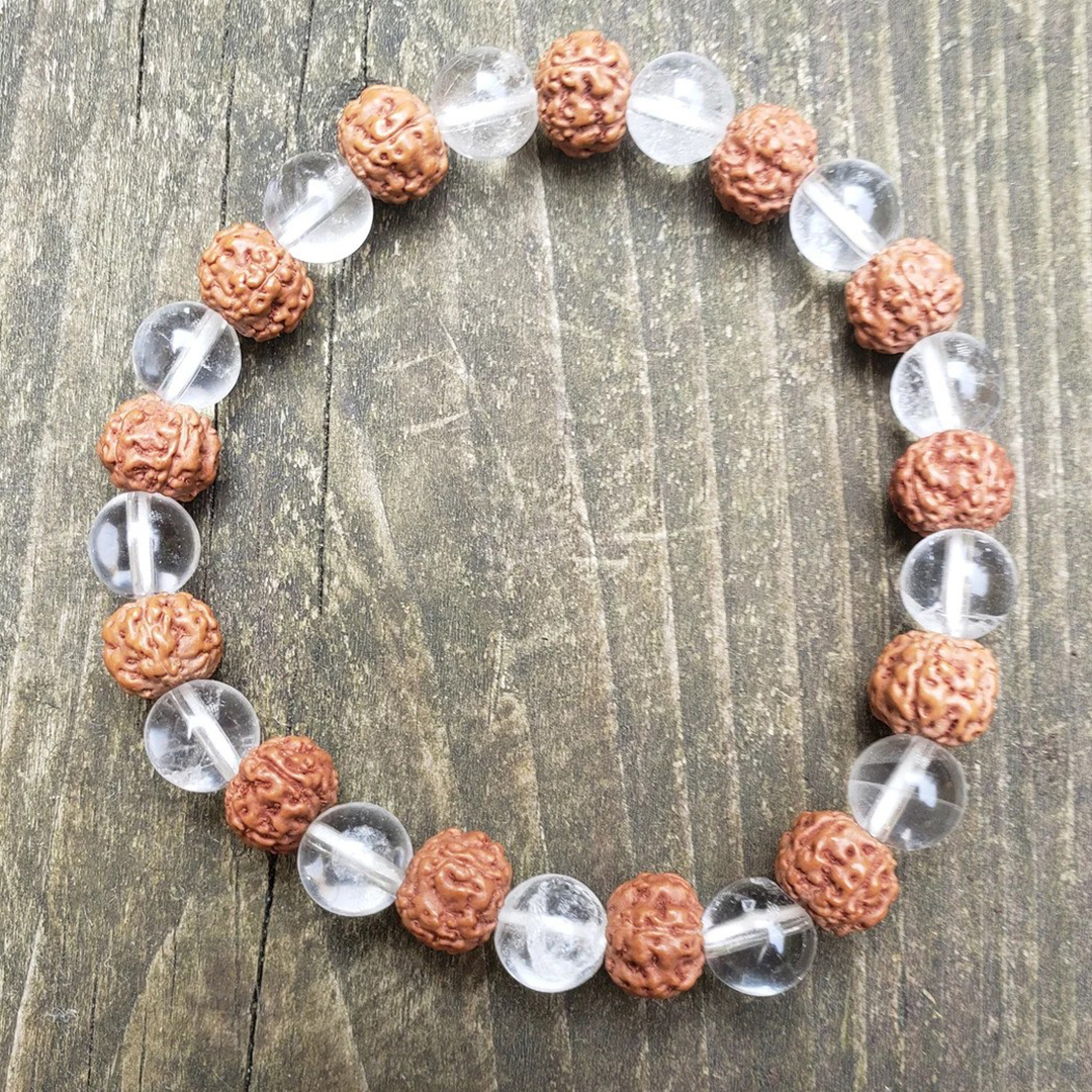 Rudraksha and Crystal Bracelet