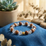 Wood and Clear Crystal Bracelet (Diamond Cut) With Golden Moti place (1)