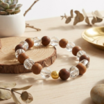 Surya Budh Yantra Silver Locket and Wood and Clear Crystal Bracelet Combo