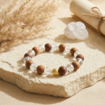 Wood and Clear Crystal Bracelet (Diamond Cut) With Golden Moti place (1)