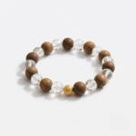 Wood crystal bracelet golden moti