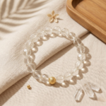 Crystal Bracelet Clear Quartz (Diamond Cut) With Golden Moti