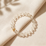 Crystal Bracelet Clear Quartz (Diamond Cut) With Golden Moti