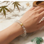 Crystal Bracelet Clear Quartz (Diamond Cut) With Golden Moti