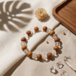 Wood and Clear Crystal Bracelet (Diamond Cut)