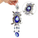 Turkish Evil Eye Big Owl Metal Protection Wall Hanging-2