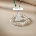 Budh Pyra Yantra Silver Locket And Crystal Bracelet Clear Quartz Diamond Cut Combo
