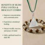 Budh Pyra Yantra Silver Locket And Wood and Clear Crystal Bracelet Combo Vy