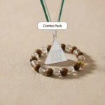 Budh Pyra Yantra Silver Locket And Wood and Clear Crystal Bracelet Combo
