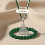 Budh Pyra Yantra Silver Locket and Green Jade Bracelet Combo