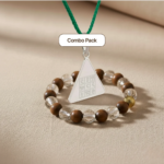 Budh Yantra Silver Locket and Wood & Clear Crystal Bracelet Combo