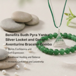 Budh Pyra Yantra Silver Locket and Green Aventurine Bracelet Combo