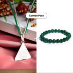 Budh Pyra Yantra Silver Locket and Green Jade Bracelet Combo