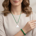 Budh Pyra Yantra Silver Locket and Green Jade Bracelet Combo (2)