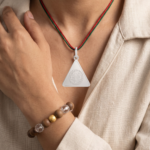 Surya Budh Yantra Silver Locket and Wood and Clear Crystal Bracelet Combo