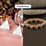 Surya Pyra Yantra Silver Locket + Sandalwood and Clear Crystal Bracelet (Diamond Cut) Combo