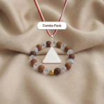 Surya Pyra Yantra Silver Locket and Wood and Clear Crystal Bracelet Combo