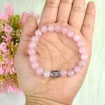 Rose quartz bracelet with buddha charm 8mm vastu yantra