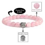 Rose quartz bracelet with buddha charm 8mm vastu yantra