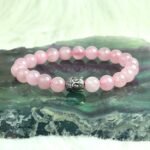 Rose quartz bracelet with buddha charm 8mm vastu yantra