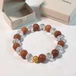 Budh Yantra Silver Locket and Wood & Clear Crystal Bracelet Combo