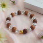 Budh Yantra Silver Locket and Wood & Clear Crystal Bracelet Combo