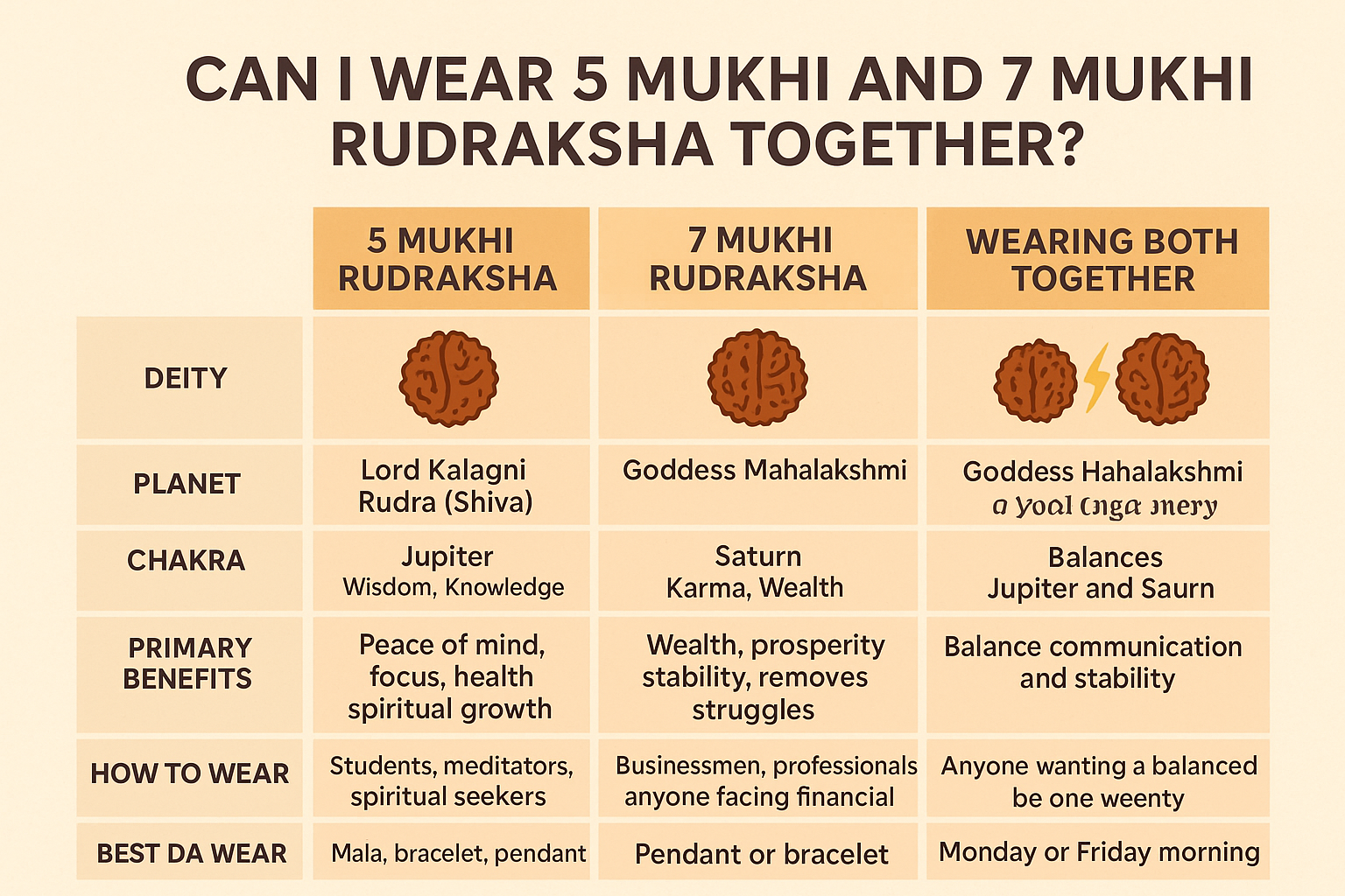 Can I Wear 5 Mukhi and 7 Mukhi Rudraksha Together