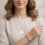 Pyra Yantra Silver Locket And Wood and Clear Crystal Bracelet Combo