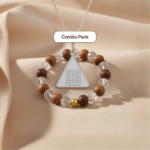 Pyra Yantra Silver Locket And Wood and Clear Crystal Bracelet Combo