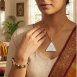 Gayatri Yantra Silver Locket and Wood & Clear Crystal Bracelet Combo