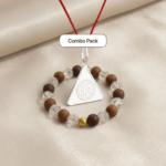 Shri Surya Yantra Silver Locket and Wood & Clear Crystal Bracelet Combo