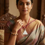 Shri Surya Yantra Silver Locket and Wood & Clear Crystal Bracelet Combo Front