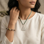 Budh Pyra Yantra Silver Locket And Wood and Clear Crystal Free Bracelet