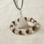 Budh Pyra Yantra Silver Locket And Wood and Clear Crystal Free Bracelet