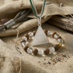 Budh Pyra Yantra Silver Locket And Wood and Clear Crystal Free Bracelet