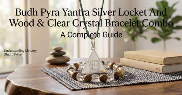 Budh Pyra Yantra Silver Locket And Wood & Clear Crystal Bracelet Combo