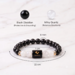 Black Obsidian & Milky Quartz Natural Stone Bracelet