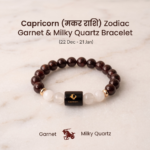 Capricorn (मकर राशि) Zodiac Garnet & Milky Quartz Bracelet