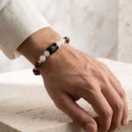 Capricorn (मकर राशि) Zodiac Garnet & Milky Quartz Bracelet