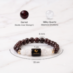 Capricorn (मकर राशि) Zodiac Garnet & Milky Quartz Bracelet