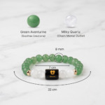 Gemini (मिथुन राशि) Zodiac Green Aventurine & Milky Quartz Bracelet