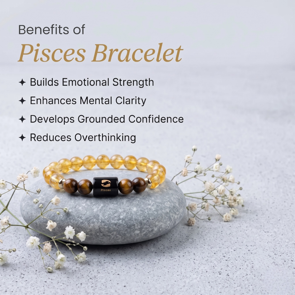 Pisces Citrine & Tiger Eye Natural Stone Bracelet 3