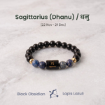 Sagittarius (धनु राशि) Zodiac Black Obsidian & Lapis Lazuli Bracelet