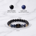 Sagittarius (धनु राशि) Zodiac Black Obsidian & Lapis Lazuli Bracelet
