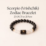 Scorpio (वृश्चिक राशि) Zodiac Black Obsidian & Milky Quartz Bracelet