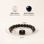 Scorpio (वृश्चिक राशि) Zodiac Black Obsidian & Milky Quartz Bracelet