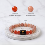 Taurus (वृषभ राशि) Zodiac Sunstone & Carnelian Bracelet